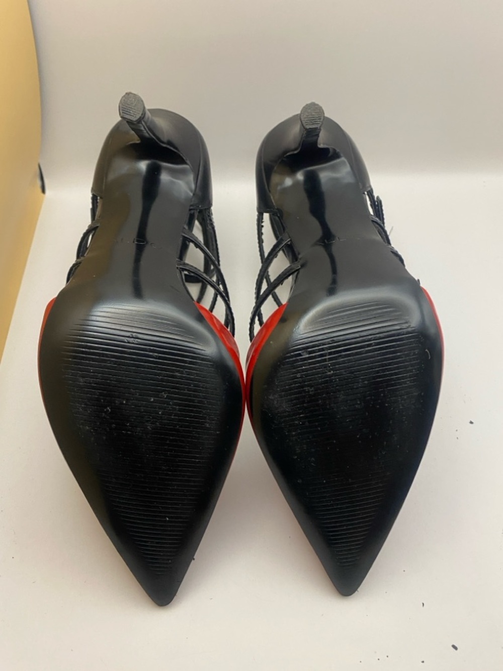 ALDO Kieu Red & Black Cage Heels Size 7 - Picture 3 of 14